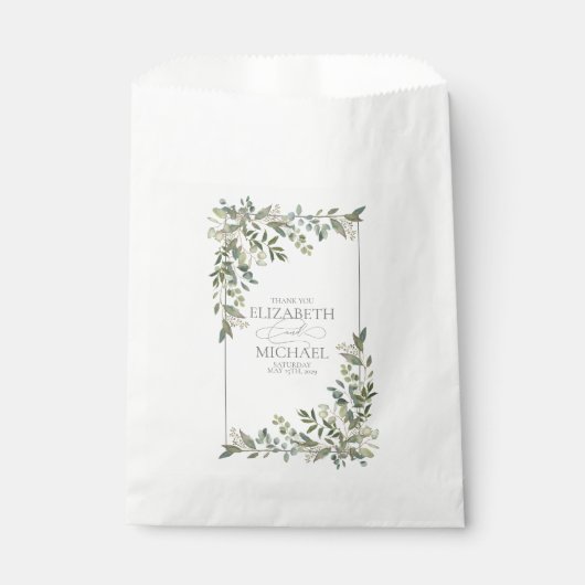 Sachets En Papier Eucalyptus Botanique Sage Mariage vert (Devant)