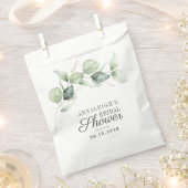 Sachets En Papier Eucalyptus Botanique Vert Script Baptême de Mariée (Coupé)