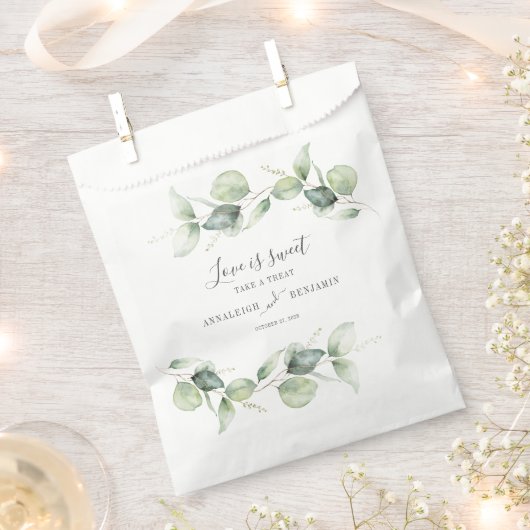 Sachets En Papier Eucalyptus Feuille Mariage de script de verdure (Coupé)