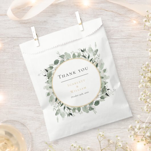 Sachets En Papier Eucalyptus Green Sage Gold Mariage vert (Coupé)
