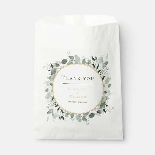 Sachets En Papier Eucalyptus Green Sage Gold Mariage vert (Devant)