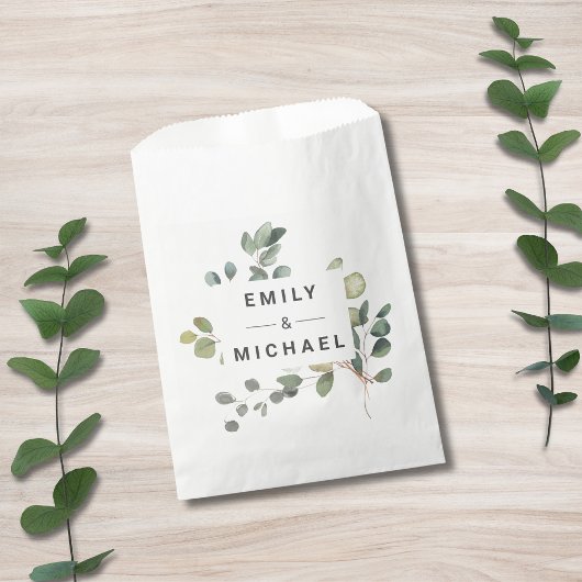 Sachets En Papier Eucalyptus minimaliste contemporain