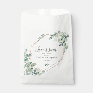 Sachets En Papier Eucalyptus moderne Verdure Or Mariage géométrique