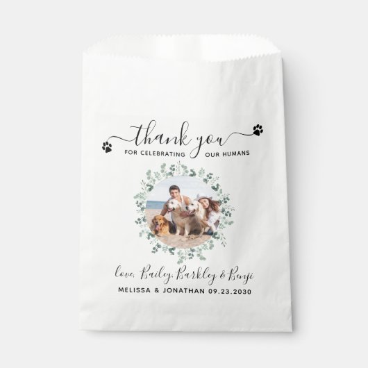 Sachets En Papier Eucalyptus Photo Personnalisée de Chien Merci Mari (Devant)