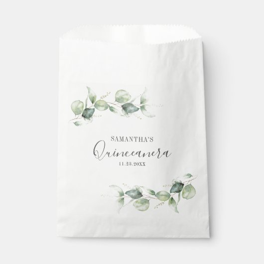 Sachets En Papier Eucalyptus Quinceanera 15e fête d'anniversaire (Devant)
