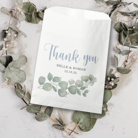 Sachets En Papier Eucalyptus Russe Merci Mariage vert