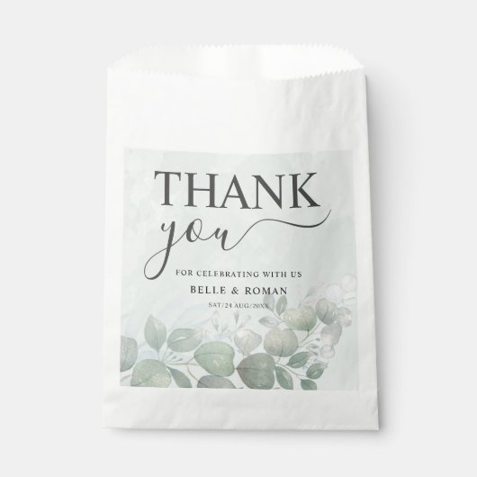 Sachets En Papier Eucalyptus Rustique Mariage aquarelle (Devant)