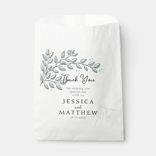 Sachets En Papier Eucalyptus Verdure Boho Elégant Mariage (Devant)