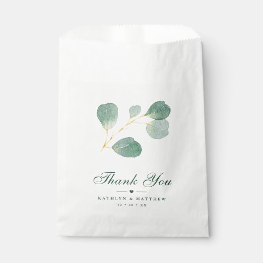 Sachets En Papier Eucalyptus Verdure Moderne Élégant Mariage d'été (Devant)