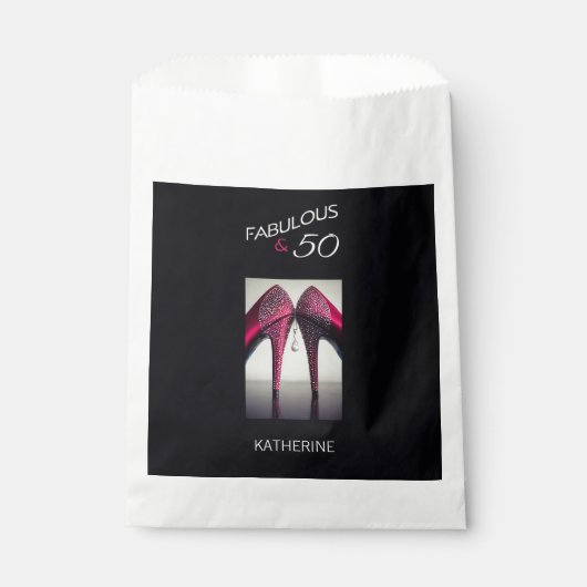 Sachets En Papier Fabuleux 50 talons hauts élégants 50e fête d'anniv (Devant)