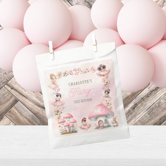 Sachets En Papier Fairy First Mushroom House Pink Birthday