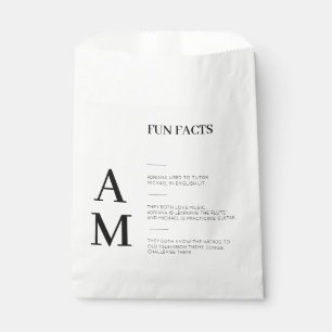 Sachets En Papier Faits amusants modernes Gras Noir Initiales Mariag