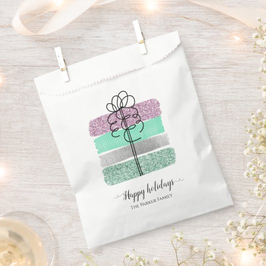 Sachets En Papier Fancy Parties scintillant empilées Cadeaux de Noël (Coupé)