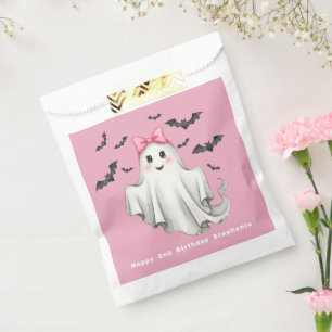 Sachets En Papier Fantôme de fille rose avec chauves-souris volant