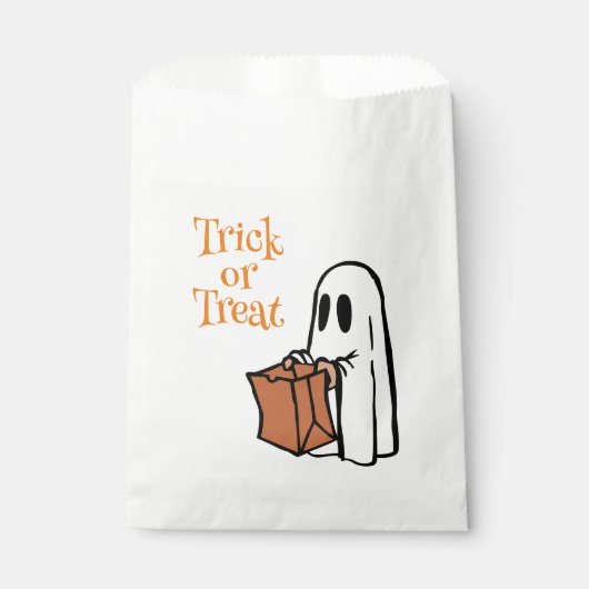 Sachets En Papier Fantôme d'Halloween classique avec sac à dos ou tr (Devant)