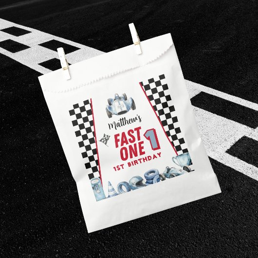 Sachets En Papier Fast One 1st birthday Boy Racing Car 