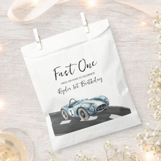 Sachets En Papier Fast One Race Car First Birthday (Coupé)