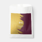 Sachets En Papier Faux Gold Burgundy, Mariage Monogramme (Devant)
