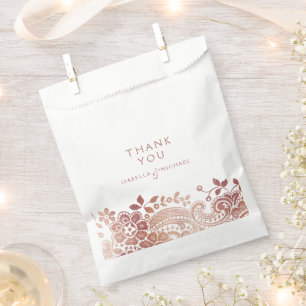 Sachets En Papier Faux rose or élégant vintage dentelle de mariage