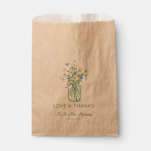 Sachets En Papier Faveur de fleurs dans un pot Mason rustique (Devant)