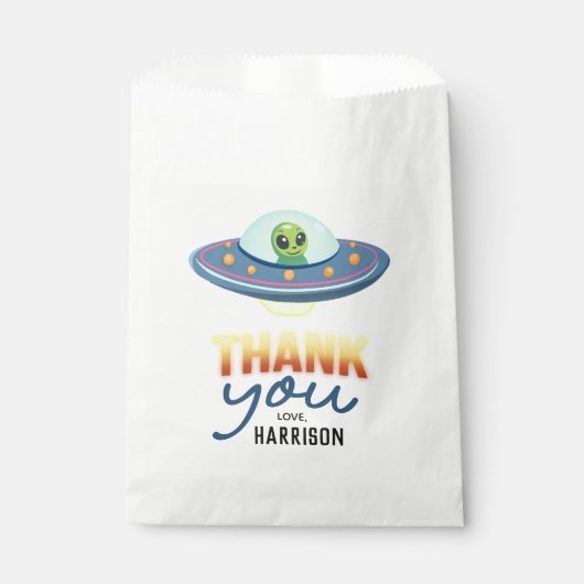 Sachets En Papier Faveur de naissance Garçon Alien Spatial Neon (Devant)