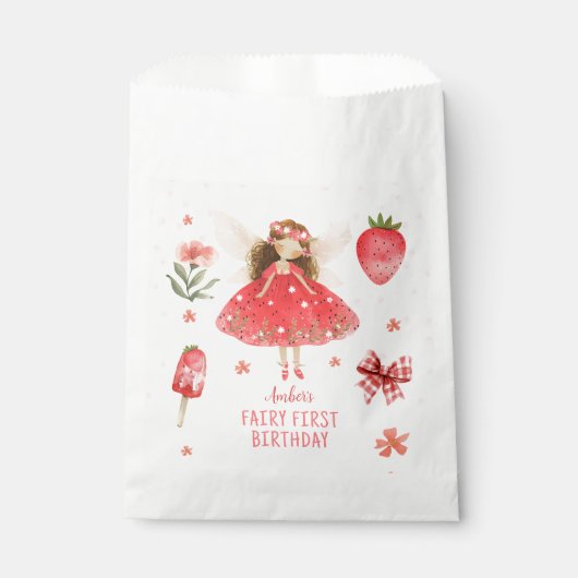 Sachets En Papier Fée de fraise Premier anniversaire (Devant)