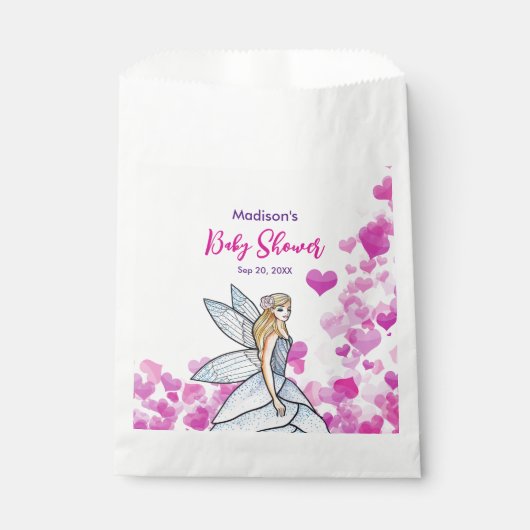 Sachets En Papier Fée Princesse de la Baby Shower Rose Cœurs Mode (Devant)