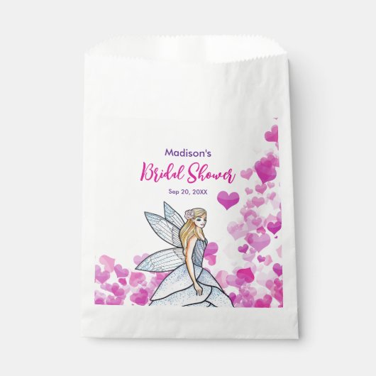 Sachets En Papier Fée Princesse de Mariage Rose Cœurs Mode P (Devant)