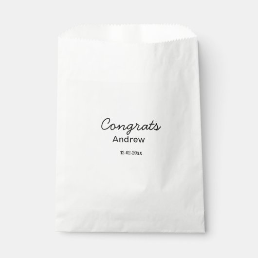 Sachets En Papier Félicitations minimales simples ajouter nom date a (Devant)