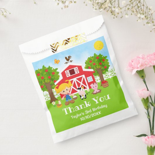 Sachets En Papier Ferme Rouge Anniversaire Blonde cheveux fille Merc (Scellé)