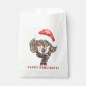 Sachets En Papier Festif aquarelle Dachshund Père Noël Noël (Devant)