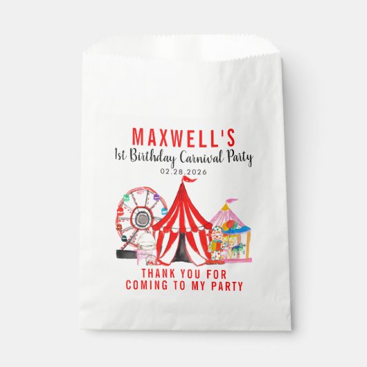 Sachets En Papier Festival du Carnaval Spectacle Merci Anniversaire (Devant)