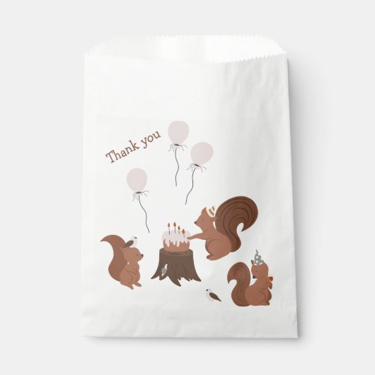 Sachets En Papier Fête Animaux Écureuil fête d'anniversaire (Devant)