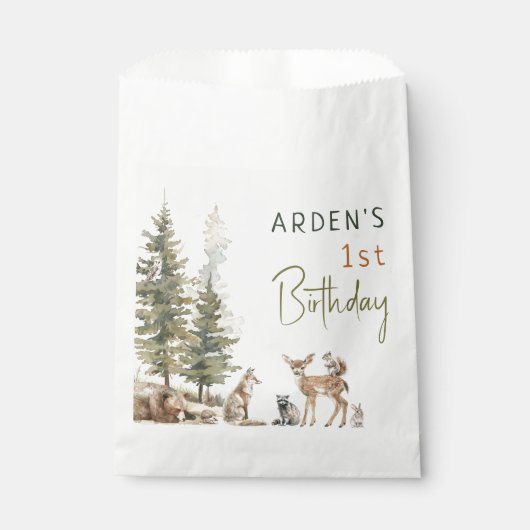 Sachets En Papier Fête Anniversaire de enfant des animaux de forêt (Devant)