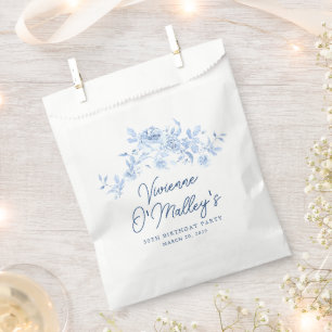 Sachets En Papier Fête d'anniversaire 30 ans Dusty Blue Rose Florale