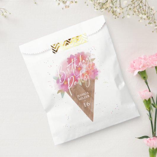 Sachets En Papier Fête d'anniversaire à la crème glacée florale (Scellé)