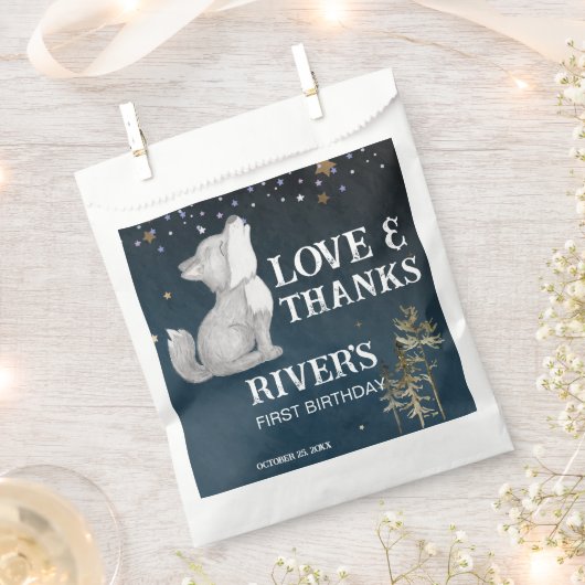 Sachets En Papier Fête d'anniversaire à thème petit loup sauvage un (Coupé)