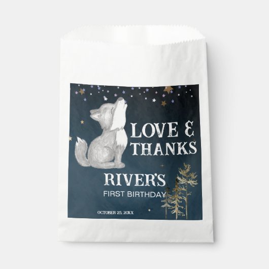 Sachets En Papier Fête d'anniversaire à thème petit loup sauvage un (Devant)