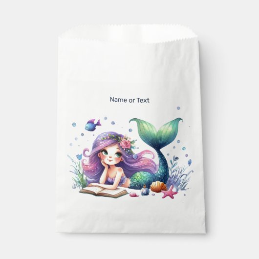 Sachets En Papier Fête d'anniversaire aquarelle Sirène Mer Vie migno (Devant)