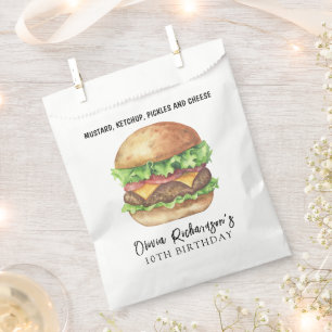 Sachets En Papier Fête d'anniversaire Burger Aquarelle