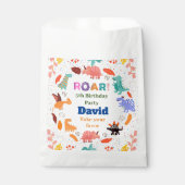 Sachets En Papier fête d'anniversaire colorée à thème Dinosaures (Devant)