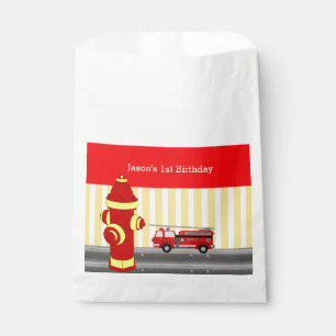 Sachets En Papier Fête d'anniversaire de camion de pompiers