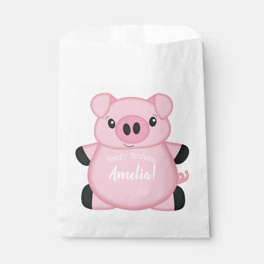 Sachets En Papier Fête d'anniversaire de cochon (Devant)