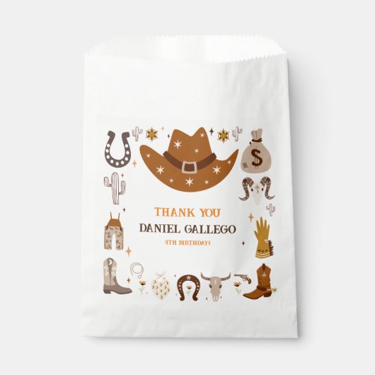 Sachets En Papier Fête d'anniversaire de Cowboy (Devant)