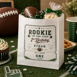 Sachets En Papier Fête d'anniversaire de Football Green Recrue 1ère