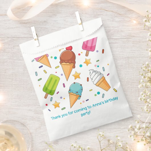 Sachets En Papier Fête d'anniversaire de la crème glacée (Coupé)