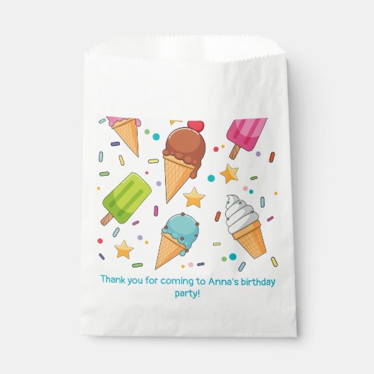 Sachets En Papier Fête d'anniversaire de la crème glacée (Devant)