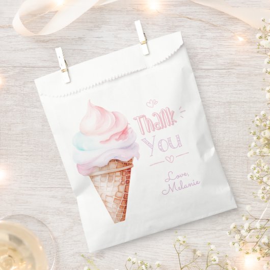 Sachets En Papier Fête d'anniversaire de la crème glacée merci (Coupé)