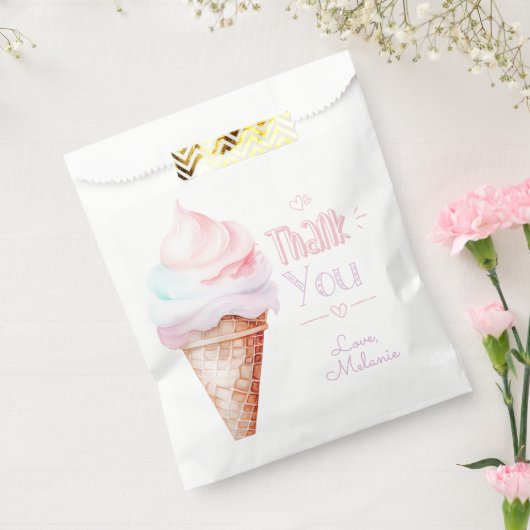 Sachets En Papier Fête d'anniversaire de la crème glacée merci (Scellé)