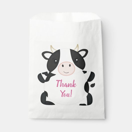 Sachets En Papier Fête d'anniversaire de la ferme de vache (Devant)